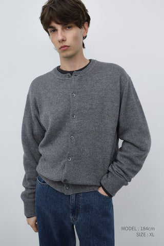 UNISEX CREWNECK KNIT CARDIGAN MELANGE GREY