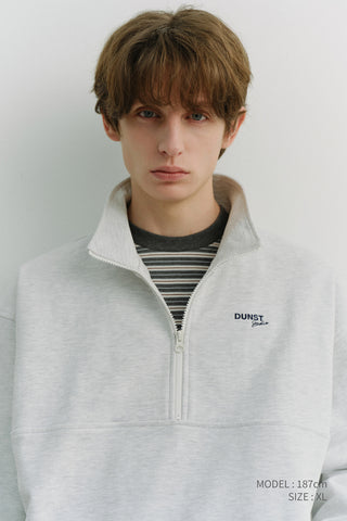 UNISEX RELAXED HALF ZIP-UP SWEATSHIRT LIGHT MELANGE GREY