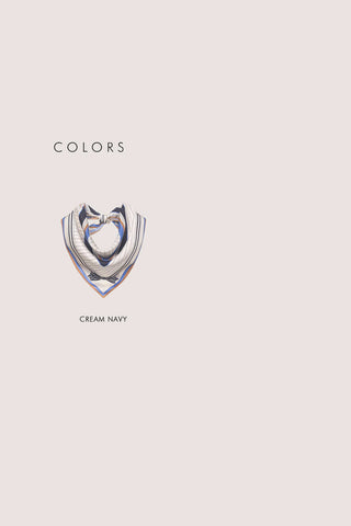 LINEAR FRAME SCARF CREAM NAVY