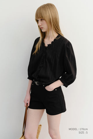 MINI DENIM SHORTS BLACK