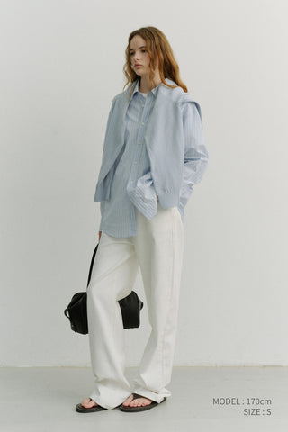 UNISEX OVERSIZED STRIPED SHIRT SKY BLUE STRIPE