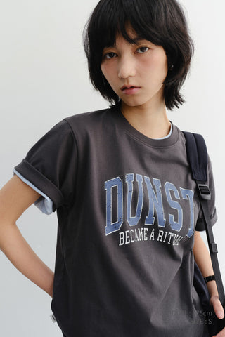 UNISEX VINTAGE ARCH LOGO T-SHIRT CHARCOAL GREY