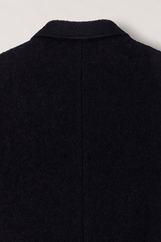 UNISEX 2-WAY 3 BUTTON BOUCLE WOOL COAT BLACK