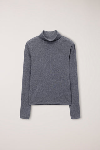 ESSENTIAL ROLL NECK TOP MELANGE GREY