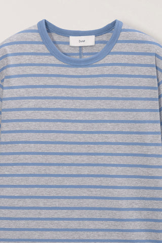 UNISEX STRIPED T-SHIRT MELANGE GREY BLUE