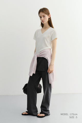 SUMMER LINEN V-NECK KNIT IVORY