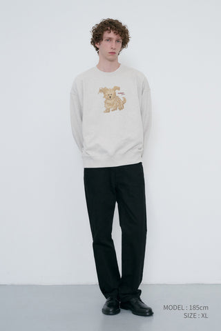 UNISEX PUPPY SWEATSHIRT OATMEAL MELANGE