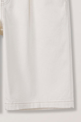 PLEATED BERMUDA DENIM SHORTS CREAM