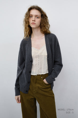 UNISEX V-NECK CARDIGAN MELANGE GREY