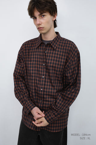 UNISEX CHECKED FLANNEL SHIRT BRICK