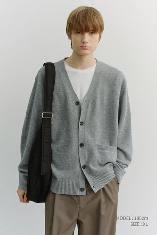 UNISEX BOYFRIEND KNIT CARDIGAN MELANGE GREY