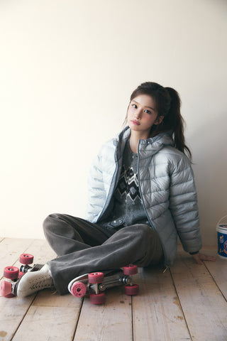[SULLYOON PICK] UNISEX LIGHT GOOSE DOWN JACKET GREYISH BLUE
