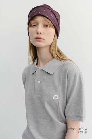 UNISEX LEATHER LOGO POLO SHIRT MELANGE GREY