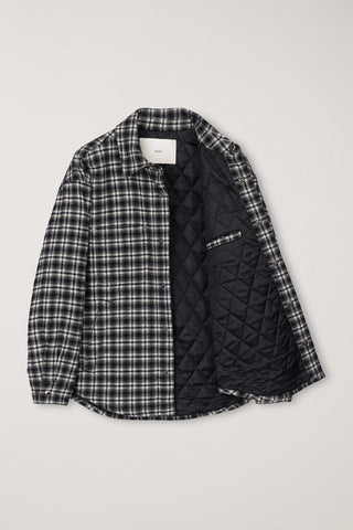 UNISEX QUILTED FLANNEL SHIRT BLACK CHECK