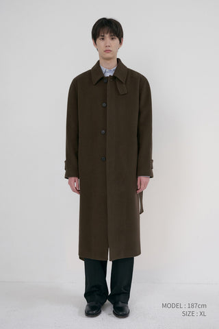 UNISEX BELTED CASHMERE MAC COAT MOCHA BROWN