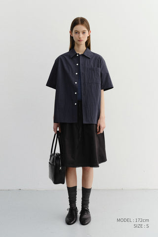 UNISEX OPEN COLLARED SHIRT NAVY