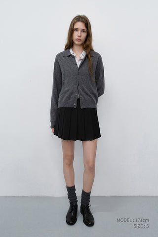 UNISEX COLLARED KNIT CARDIGAN MELANGE GREY