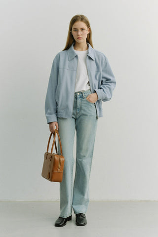 UNISEX ALTER-SUEDE COLLARED BLOUSON SOFT BLUE