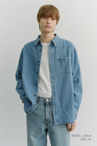 UNISEX OVERSIZED DENIM SHIRT LIGHT BLUE
