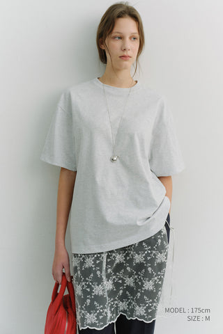 UNISEX LOOSE T-SHIRT LIGHT MELANGE GREY