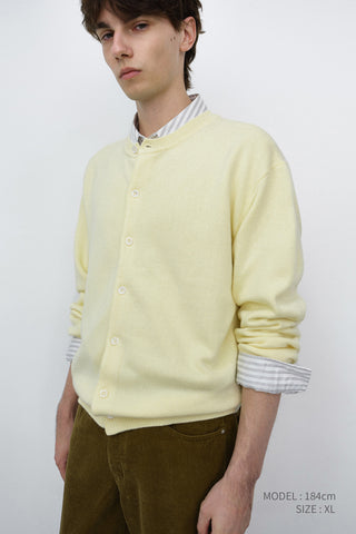 UNISEX CREWNECK KNIT CARDIGAN LEMON BUTTER