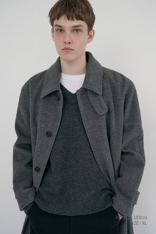 UNISEX SOFT VOLUME V-NECK SWEATER CHARCOAL GREY