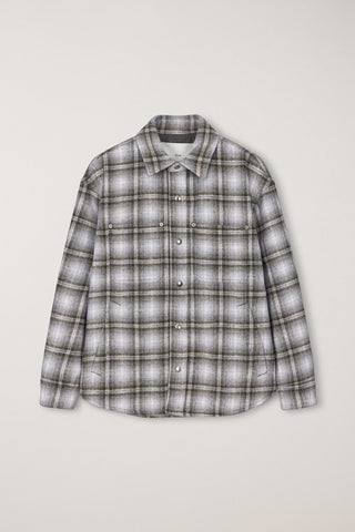 UNISEX QUILTED FLANNEL SHIRT KHAKI CHECK