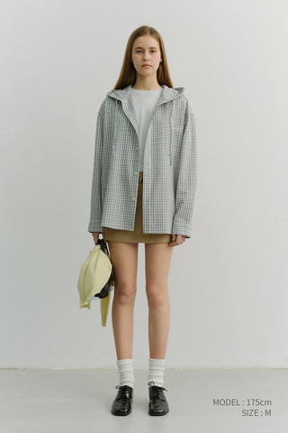 UNISEX CLASSIC HOODED SHIRT CREAM CHECK