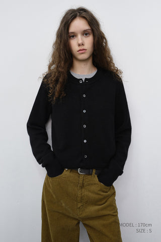 UNISEX CREWNECK KNIT CARDIGAN BLACK