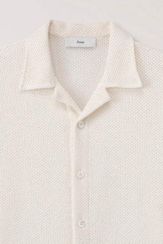 OPEN COLLARED CROCHET SHIRT CREAM