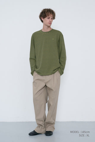 UNISEX MUTED STRIPED T-SHIRT OLIVE KHAKI