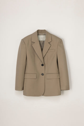 ESSENTIAL 2 BUTTON WOOL BLAZER SAND BEIGE