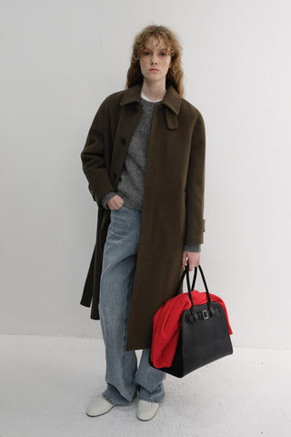 UNISEX BELTED CASHMERE MAC COAT MOCHA BROWN