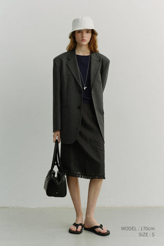 UNISEX OVERSIZED WOOL BLAZER MELANGE GREY