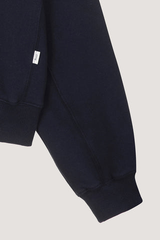 UNISEX LEATHER LOGO ZIP-UP HOODIE FRENCH NAVY