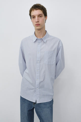 UNISEX INFORMAL SHIRT SOFT BLUE GREY STRIPE