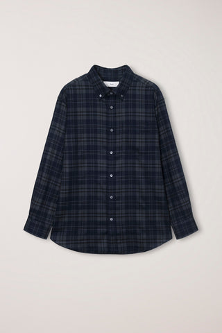 UNISEX CHECKED FLANNEL BD SHIRT DARK NAVY