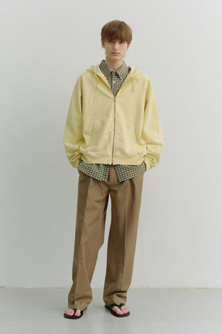 UNISEX GARMENT DYED ZIP-UP HOODIE VANILLA BUTTER