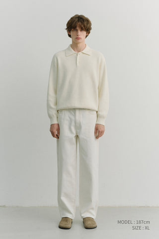 UNISEX CASHMERE COLLARED SWEATER IVORY