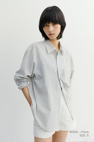 UNISEX SEERSUCKER BD SHIRT IVORY CHECK