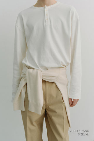 UNISEX HENLEY-NECK T-SHIRT OFF WHITE