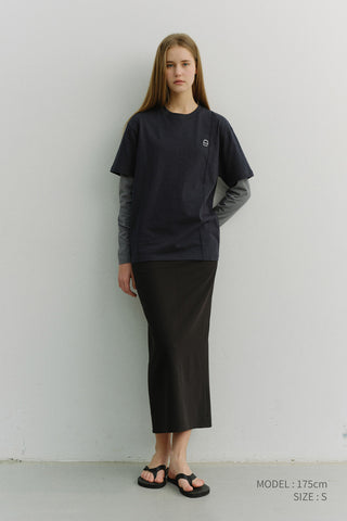 UNISEX LOGO CREASE T-SHIRT FRENCH NAVY