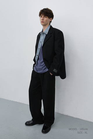 UNISEX REFINED MASCULINE WOOL BLAZER BLACK