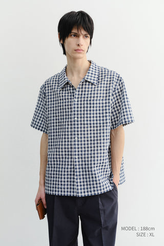 UNISEX CHECKED PAJAMA SHIRT NAVY CHECK