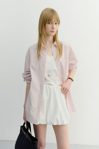 UNISEX CLASSIC STRIPED BD OVERSHIRT SOFT PINK