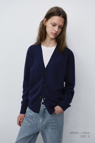 UNISEX V-NECK CARDIGAN BLUE NAVY