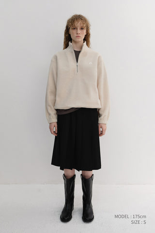 UNISEX HALF ZIP-UP FLEECE SWEATSHIRT CREAM