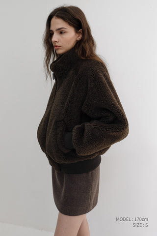 UNISEX BOA FLEECE BLOUSON DARK BROWN