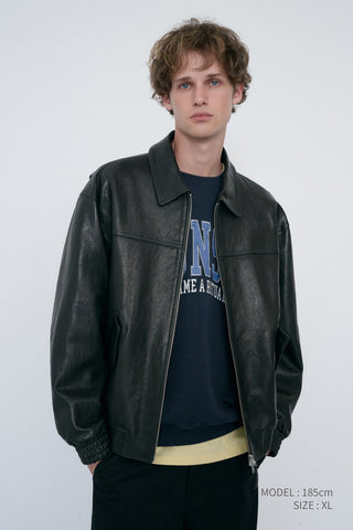 UNISEX REFINED LEATHER BLOUSON BLACK