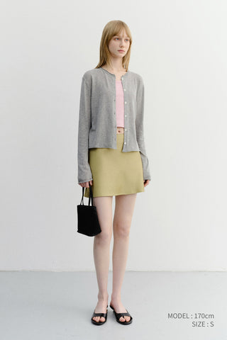 SUMMER ESSENTIAL CREWNECK CARDIGAN MELANGE GREY